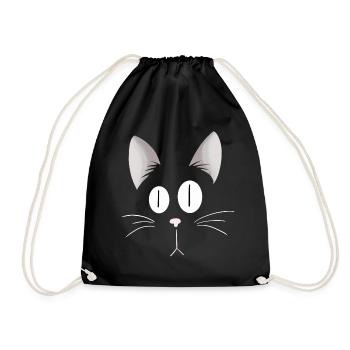 Cat face i cat head i face - Drawstring Bag - black - Front