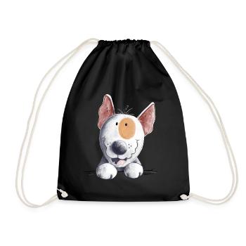 Funny Bull Terrier Head I Bull Terrier Dog - Drawstring Bag - black - Front