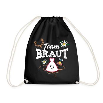 Team Braut Tracht JGA Junggesellinnenabschied Spaß - Turnbeutel - Schwarz - Vorne