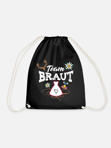 Team Braut Tracht JGA Junggesellinnenabschied Spaß - Turnbeutel - Schwarz
