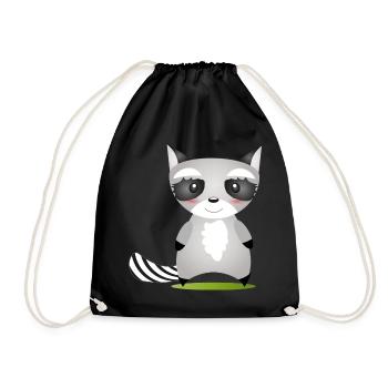 cute raccoon in comic style to love - Drawstring Bag - black - Front