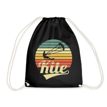 Kite Surfer Vintage Kitesurfing Kitesurfer Kiter - Drawstring Bag - black - Front