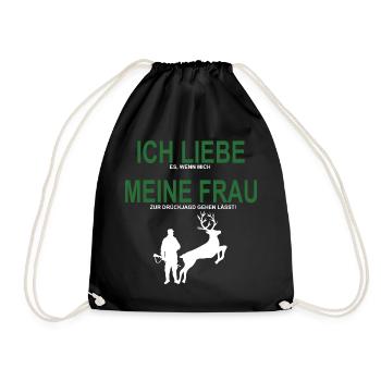 ICH LIEBE MEINE FRAU Jäger Jagd Drückjagd Treiber - Turnbeutel - Schwarz - Vorne