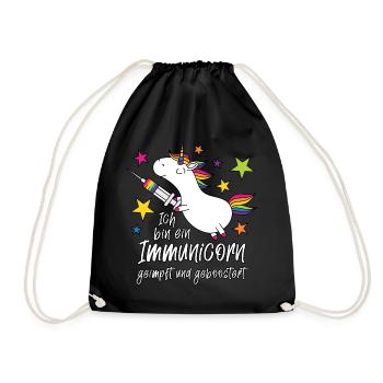 Einhorn Immunicorn geimpft und geboostert - Turnbeutel - Schwarz - Vorne