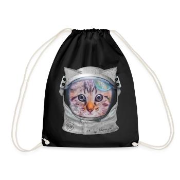 Cat in space - Drawstring Bag - black - Front