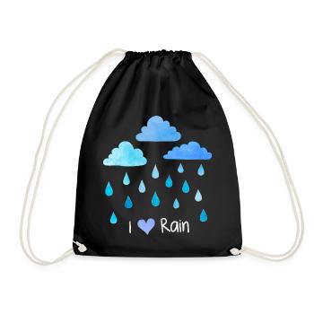 I love rain, raindrops, weather clouds, wet - Drawstring Bag - black - Front