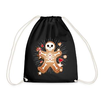 Lebkuchenmann Sugar Skull Dekor für Weihnachten - Turnbeutel - Schwarz - Vorne