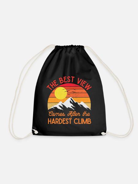 The Best View Comes After the Hardest Climb - Drawstring Bag - black