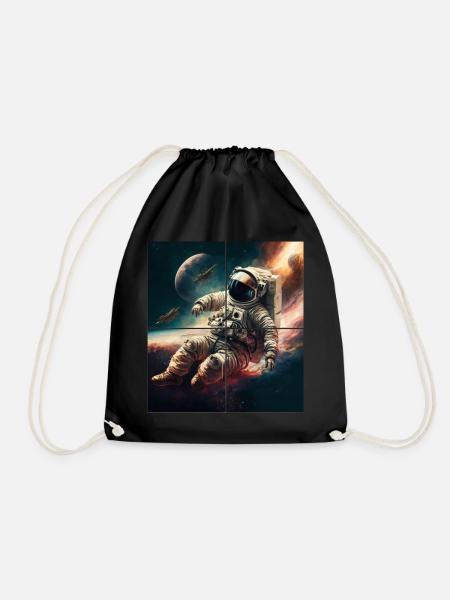 Astronaut in Space - Drawstring Bag - black
