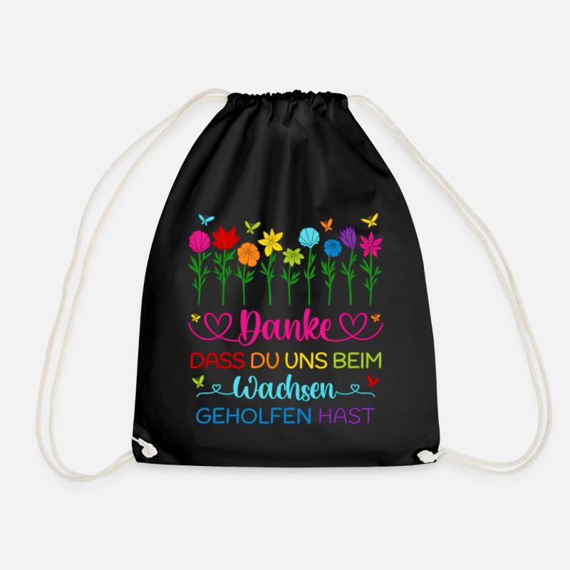 Kindergarten Danke Blumen Wachsen Abschied Kita - Turnbeutel - Schwarz
