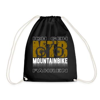 Ich Geh Mountainbike Fahren Radfahrer MTB Bike - Turnbeutel - Schwarz - Vorne