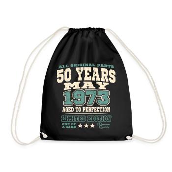 Aged to perfection Mai 973 - 50 Jahre alt - Turnbeutel - Schwarz - Vorne