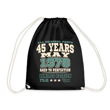 Aged to perfection may 1978 - 45 years old - Drawstring Bag - black - Front