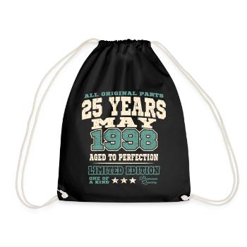 Aged to perfection may 1998 - 25 years old - Drawstring Bag - black - Front