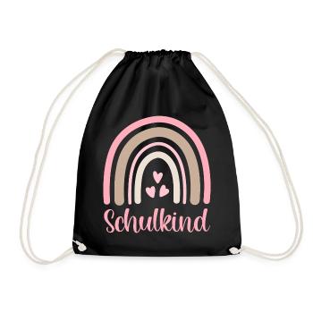 Schulkind Regenbogen Schulanfang Einschulung 2026 - Turnbeutel - Schwarz - Vorne