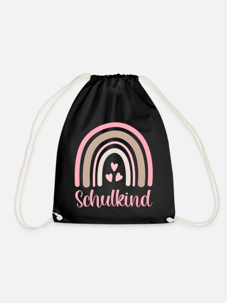 Schulkind Regenbogen Schulanfang Einschulung 2026 - Turnbeutel - Schwarz