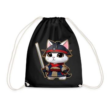 Niedliche Samurai Katze - Turnbeutel - Schwarz - Vorne