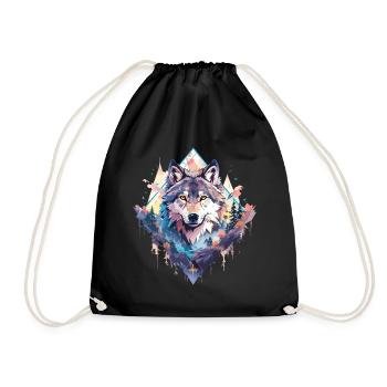 Wolf Wolf’s Head Nature Wilderness Adventure Art forestier - Sac de sport léger - noir - Devant