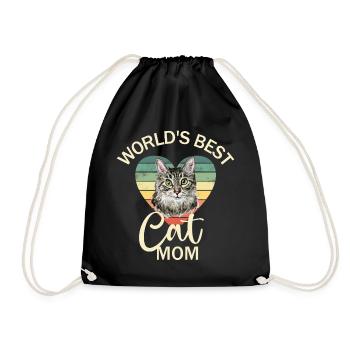 Cat Cat Mom - Drawstring Bag - black - Front