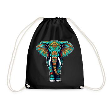 Spirit Animal Elephant in Bohemian Style - Drawstring Bag - black - Front