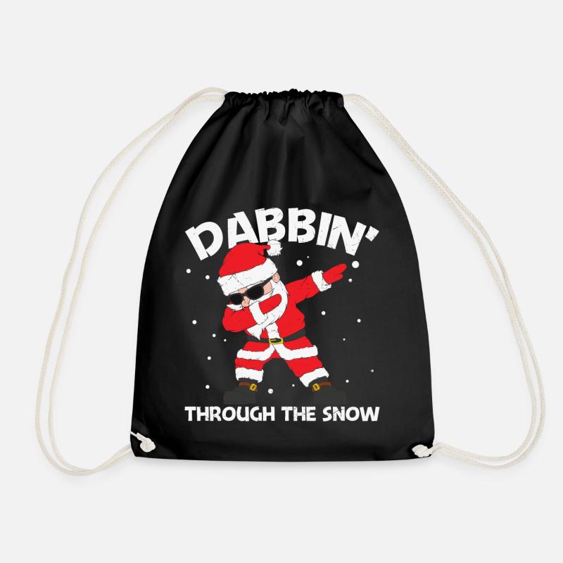 Dapping Trought the Snow- Dapping Santa Claus - Drawstring Bag - black