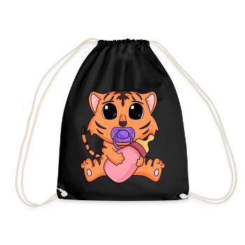 Baby Tiger Motiv - Turnbeutel - Schwarz - Vorne