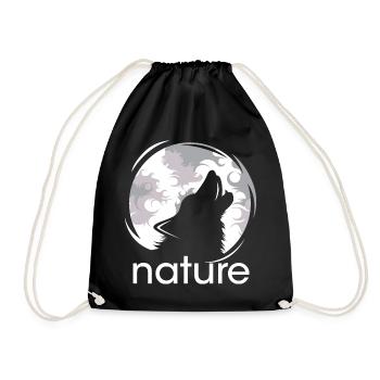 natur wolf mond jaulen Abend Nacht Schatten Logo - Turnbeutel - Schwarz - Vorne