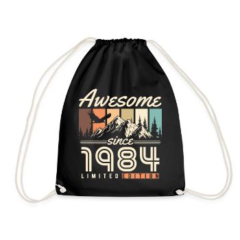 Great Since 1984 Vintage Vintage Birthday - Drawstring Bag - black - Front