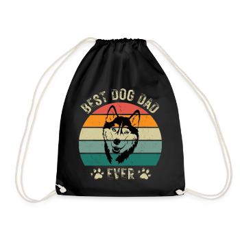 Chien Husky Chien Papa Fête des Pères Rétro Anniversaire - Sac de sport léger - noir - Devant