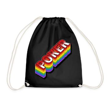 Poker Shirt Regenbogen - Turnbeutel - Schwarz - Vorne