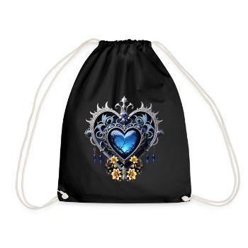 Magnifique coeur gothique noble aux couleurs bleues - Sac de sport léger - noir - Devant
