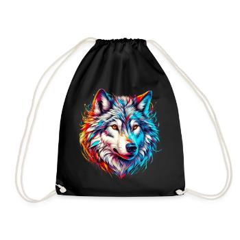 Wolf - Drawstring Bag - black - Front