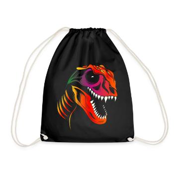 Colorful Dinosaur Skull Tyrannosaurus Rex Head - Drawstring Bag - black - Front