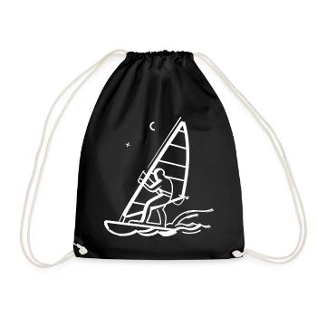 Windsurfen Line Art - Turnbeutel - Schwarz - Vorne