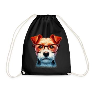 Dog with Glasses - Drawstring Bag - black - Front