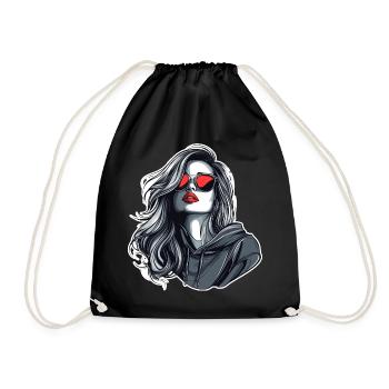Graue Glamour Hoodie-Girl - Turnbeutel - Schwarz - Vorne