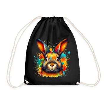Rabbit - Drawstring Bag - black - Front