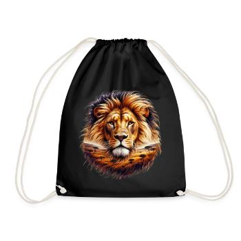 Lion - Drawstring Bag - black - Front