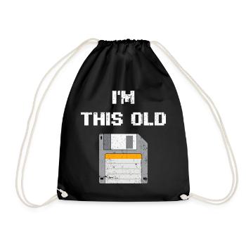 Retro Floppy Disk Era Tee - Drawstring Bag - black - Front