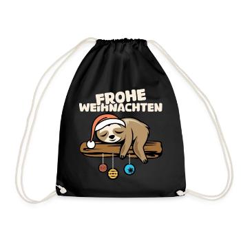 Frohe Weihnachten Faultier comic cartoon Symbol - Turnbeutel - Schwarz - Vorne