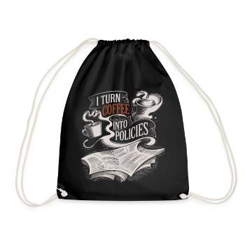 Coffee meets insurance – with humor - Drawstring Bag - black - Front