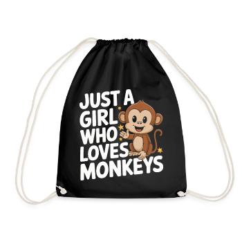 Monkey Monkey Animal Gorilla Chimpanzee - Drawstring Bag - black - Front