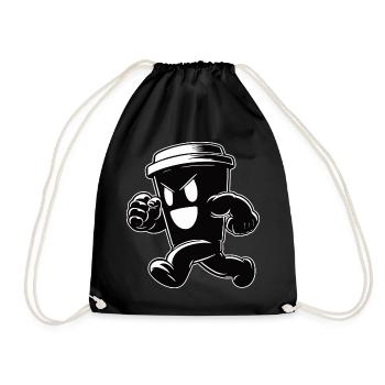 Funny Running Coffee Mug – For Coffee Lovers - Drawstring Bag - black - Front