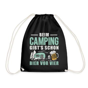 Wohnwagen Camping Bier Camper - Turnbeutel - Schwarz - Vorne