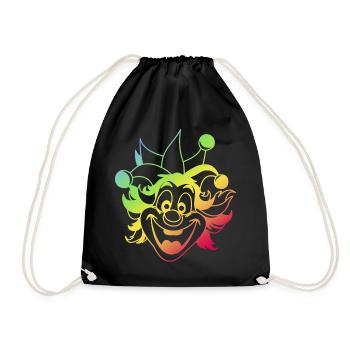 Rainbow Jester Smile Clown Kasper Fasching - Turnbeutel - Schwarz - Vorne