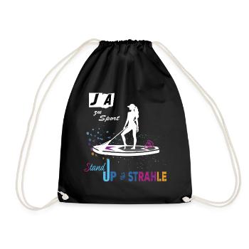 JA zu Sport & SUP 🏄‍♀️ STANDUP and STRAHLE - Turnbeutel - Schwarz - Vorne