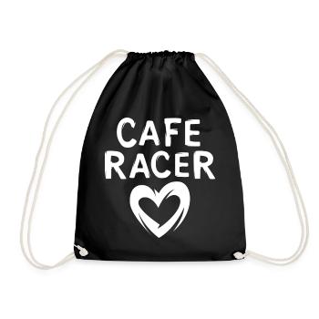 caferacer Liebe - Herzsmybol für Mopedfreunde - Turnbeutel - Schwarz - Vorne