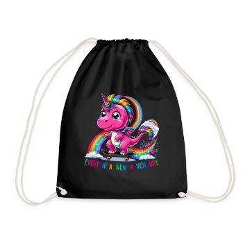 Gaie Coloré amusant design arc-en-ciel aventure - Sac de sport léger - noir - Devant