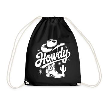 Western Cowboy Hat Design - Drawstring Bag - black - Front