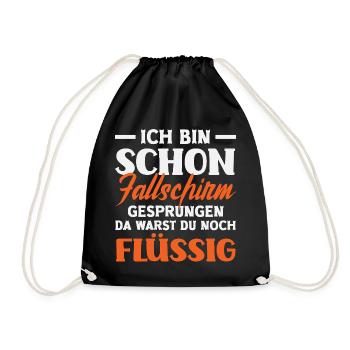 Old funny skydiver adrenaline junkie - Drawstring Bag - black - Front